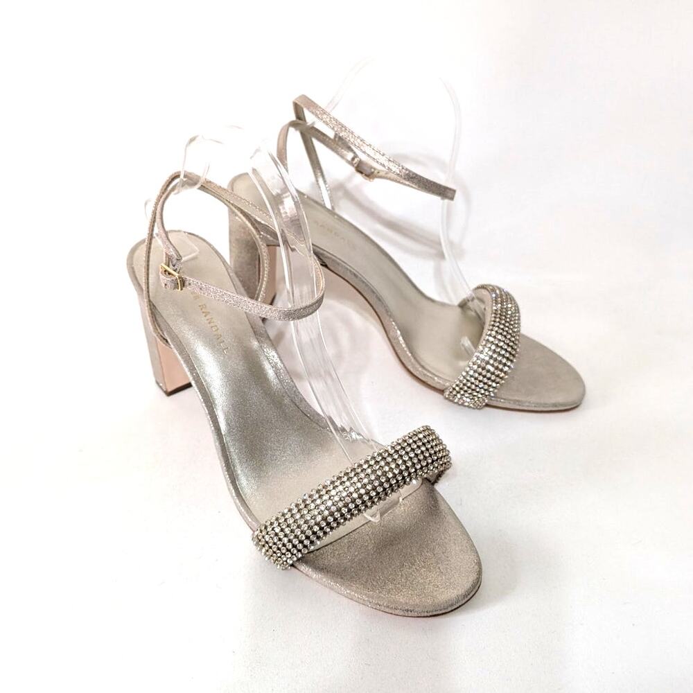 Loeffler Randall Shay Rhinestone Ankle Strap Sandals Heels Metallic Size 11 - Picture 3 of 13